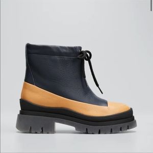 MONTELLIANA Lucy Leather Ankle Rain Boots Size 9 Lug Platform Sole